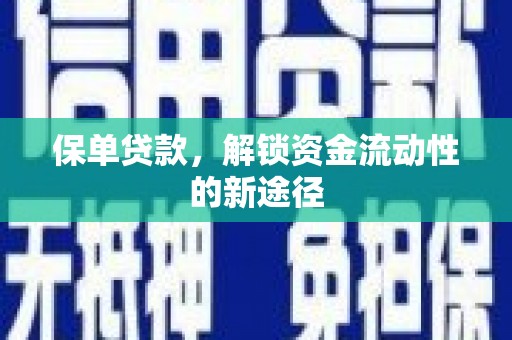 桃城保单贷款，解锁资金流动性的新途径