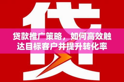 桃城贷款推广策略，如何高效触达目标客户并提升转化率